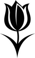 Simple black and white tulip illustration, perfect for design projects, logos, or branding vector