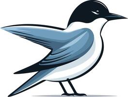 A stylized, illustration of a blue bird with black head and wings spread, perfect for logos, branding, or environmental designs vector