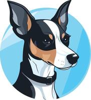 A charming and playful illustration of a black and white chihuahua with big ears and a friendly expression vector