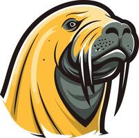 A bold and stylized illustration of a walrus head, perfect for logos, branding, and mascot designs vector