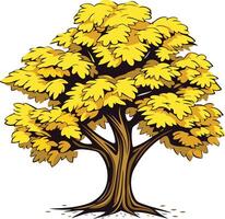 A simple, stylized illustration of a deciduous tree with yellow leaves, perfect for nature-themed designs vector
