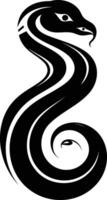 Stylish black and white tattoo design of a coiled snake, perfect for use on t-shirts, posters, and social media graphics vector