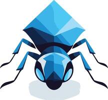 A stylized, geometric ant with a blue and black color scheme vector