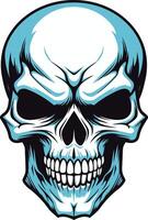 A striking blue skull illustration with a menacing grin, perfect for adding a touch of danger and rebellion to your designs vector