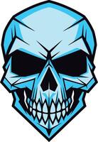 A stylized blue skull with a menacing expression, perfect for a brand looking to convey strength, danger, or rebelliousness vector