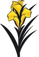 A simple, stylized illustration of a yellow iris flower, perfect for branding, website design, or as a decorative element vector