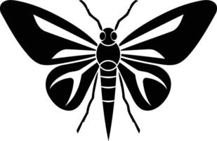 Simple black and white silhouette of a butterfly, ideal for logo design, branding, and nature-themed projects vector