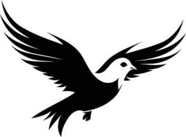 A bold, black and white silhouette of a soaring dove, perfect for design projects, tattoos, or religious imagery vector