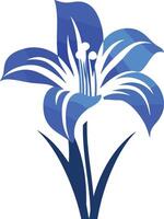 A stylized, blue lily flower with a geometric design vector