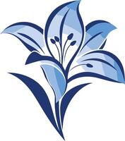 A simple and elegant blue lily flower illustration, perfect for branding, logos, or website design vector