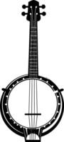 A simple, black silhouette of a banjo, perfect for logos, website design, and music-related projects vector