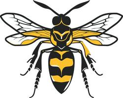 A bold and graphic illustration of a yellow and black wasp, perfect for nature themed designs, logos, or branding vector