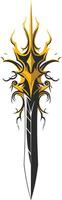 Abstract sword design with a gold and black color scheme, ideal for logos, branding, and gaming designs vector