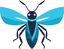 Modern, abstract insect logo with vibrant blue and black colors vector