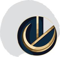 Abstract geometric logo design with a blue and gold color scheme vector