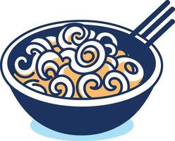 A simple and stylish illustration of a bowl of ramen noodles with chopsticks vector