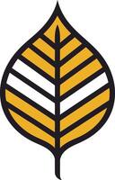 A minimalist, stylized leaf logo with a yellow and white color scheme vector