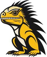 A fierce, cartoon-style lizard with a spiky back vector
