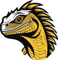 A fierce and detailed illustration of a lizard's head, perfect for branding, sports teams, or gaming projects vector
