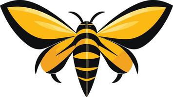 A stylized, abstract bee or wasp logo, featuring yellow and black stripes on a white background vector