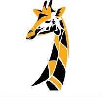 Stylish black and yellow giraffe head silhouette, perfect for logos, branding, and design projects vector