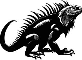 A striking silhouette of an iguana, perfect for adding a touch of exotic flair to your designs vector