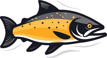 A bold and stylized illustration of a salmon, perfect for branding, logos, and design projects related to fishing, seafood, and nature vector