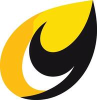 A bold and modern logo design featuring a stylized yellow leaf with a black inner curve vector