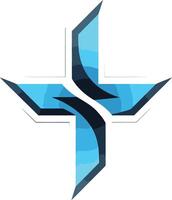 Modern, abstract logo featuring a blue and black design with sharp, angular lines vector