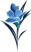 A stylized blue flower with a single stem and leaves, perfect for elegant designs and branding vector