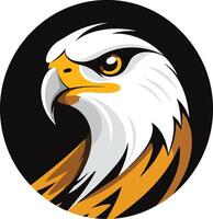 This illustration features a close up of an eagle's head, rendered in a stylized, bold design vector