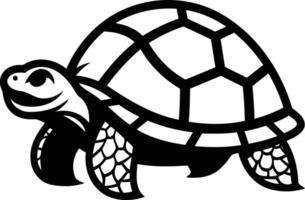 Black and white illustration of a turtle, perfect for logos, icons, and branding vector