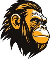 A bold and stylized illustration of a gorilla's head, looking directly at the viewer vector