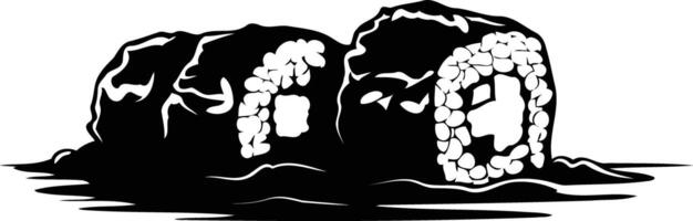 A simple, bold silhouette of two sushi rolls vector