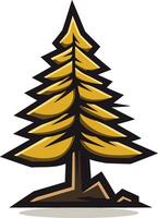 A stylized illustration of a pine tree in a golden yellow color vector