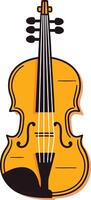 A simple and stylized illustration of a violin in yellow and black vector