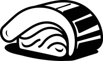 A simple black and white illustration of a sushi roll, perfect for use in menus, social media, or restaurant branding vector