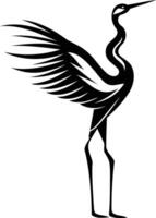 Stylized black and white crane silhouette, perfect for designs needing a graceful and elegant touch vector