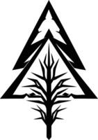 Abstract geometric tattoo design of a tree inside a triangle vector
