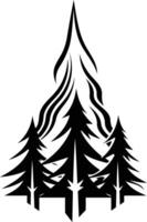 Stylized black and white illustration of a mountain range with a flame design, perfect for nature inspired tattoos, branding, or graphic design projects vector
