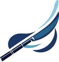 Abstract logo design featuring a stylized sword with blue and black color scheme vector