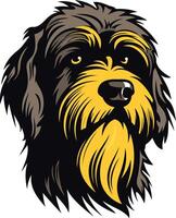 A bold and expressive illustration of a wirehaired pointing griffon dog's head, perfect for pet lovers, breeders, and hunting enthusiasts vector