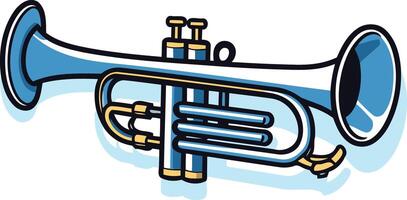 A vibrant cartoon illustration of a blue trumpet, perfect for adding a musical touch to your designs vector
