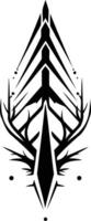 Geometric abstract tattoo design with antlers and a sharp central element vector