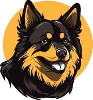 A friendly, cartoon-style illustration of a black and tan dog with a happy expression vector