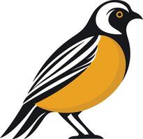 A stylized illustration of a bird with a black, white, and orange color scheme, perfect for logos, branding, and nature-inspired designs vector