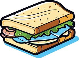 A cheerful, cartoon-style sandwich with a fresh, colorful design vector