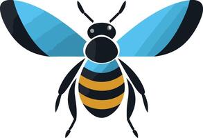 a stylized bee illustration in blue and yellow colors, perfect for logo design, branding, and website design vector