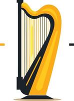 A stylish and modern illustration of a harp in yellow and black, perfect for music-related branding and design projects vector