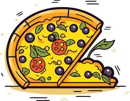 A cheerful and inviting illustration of a delicious pizza with a slice missing vector